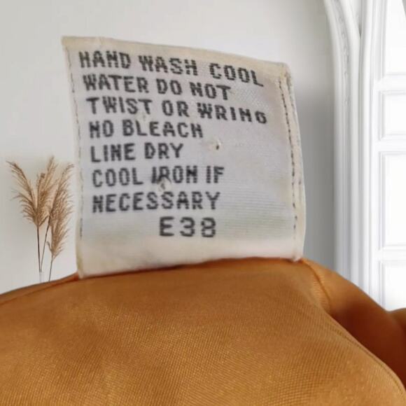 Vintage 80s Basic Issue Silk Shirt Pumpkin Orange Oversized Button Up Blouse - Picture 12 of 12